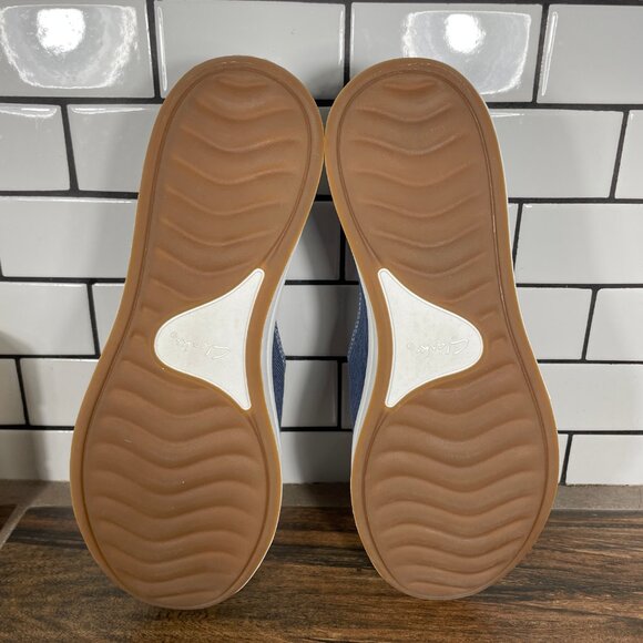 Clarks Breeze Skip Womens Size 8.5 Wide Shoes Blue Denim Sparkle Comfort Slip On - Picture 7 of 12